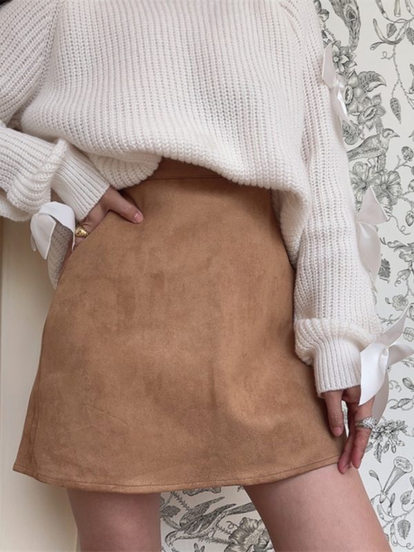 Super Versatile Handmade Retro Suede High-Waisted A-Line Half Skirt for Women - Stylish Short Skirt for Summer Fashion