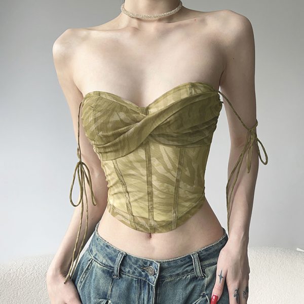 Sweet Spicy Mesh Waist-Cinching Fishbone Corset Camisole - Versatile Design Inspired by The Wizard of Oz, Y2K Fashion