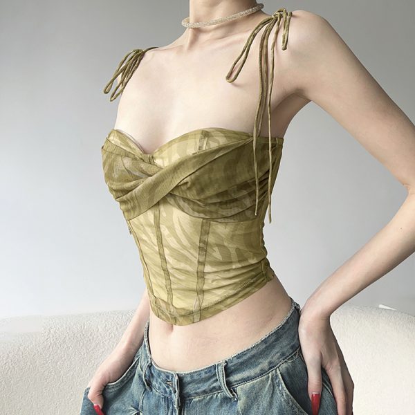 Sweet Spicy Mesh Waist-Cinching Fishbone Corset Camisole - Versatile Design Inspired by The Wizard of Oz, Y2K Fashion
