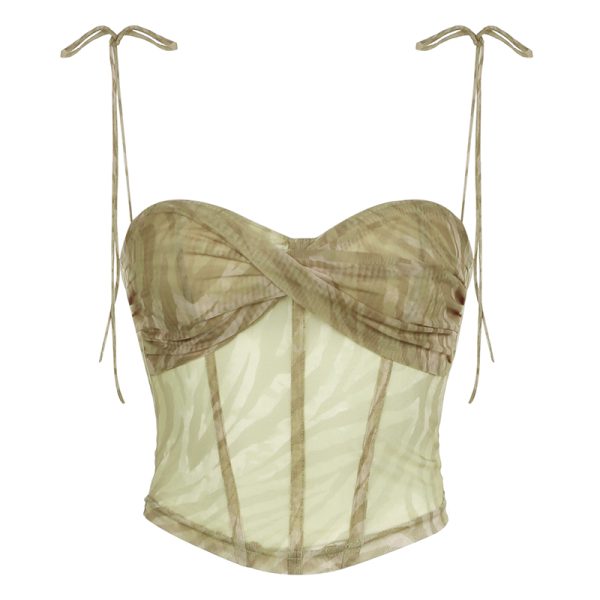 Sweet Spicy Mesh Waist-Cinching Fishbone Corset Camisole - Versatile Design Inspired by The Wizard of Oz, Y2K Fashion