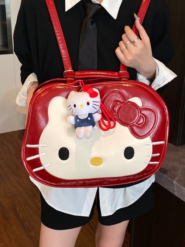 Textured Oil Wax Leather Cartoon Backpack for Women - Cute Summer 2025 Large Capacity Small Square Bag