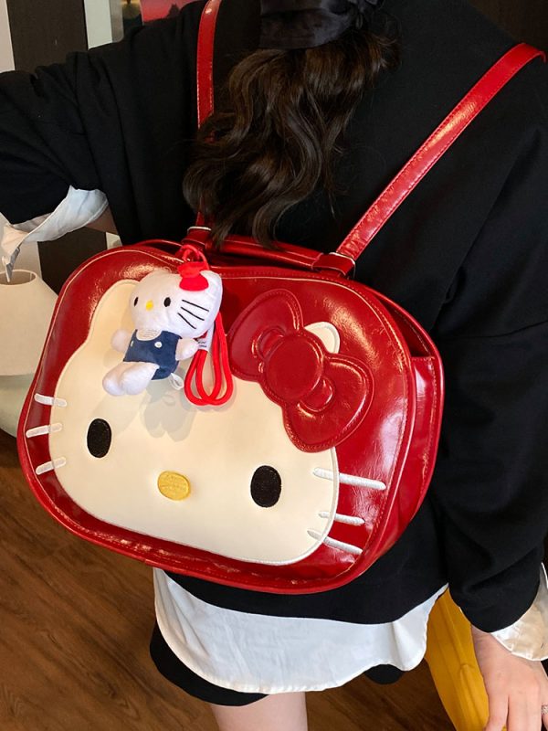 Textured Oil Wax Leather Cartoon Backpack for Women - Cute Summer 2025 Large Capacity Small Square Bag