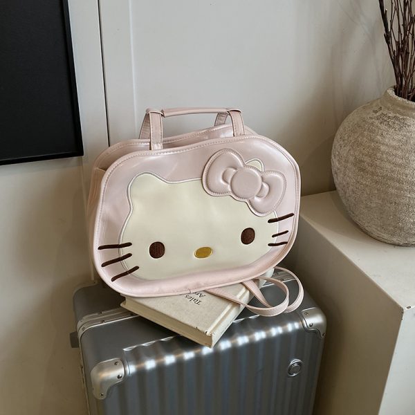 Textured Oil Wax Leather Cartoon Backpack for Women - Cute Summer 2025 Large Capacity Small Square Bag