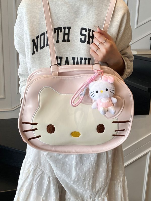 Textured Oil Wax Leather Cartoon Backpack for Women - Cute Summer 2025 Large Capacity Small Square Bag