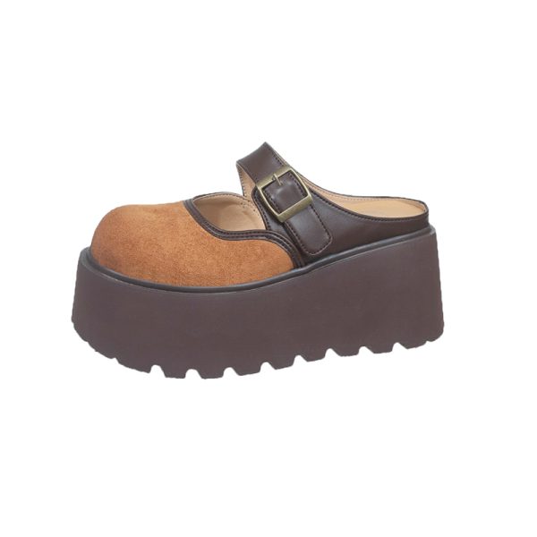 Thick-Soled Closed-Toe Slip-On Mary Jane Slippers for Women, Height Increase 8cm, Summer 2025 Outdoor Fashion Footwear