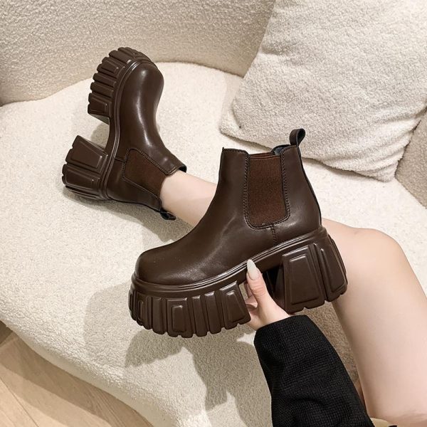 Thick-Soled Fleece-Lined Black Martin Boots for Women - 2024 Spring Autumn Chelsea Style Slim Ankle Boots for Winter Fashion
