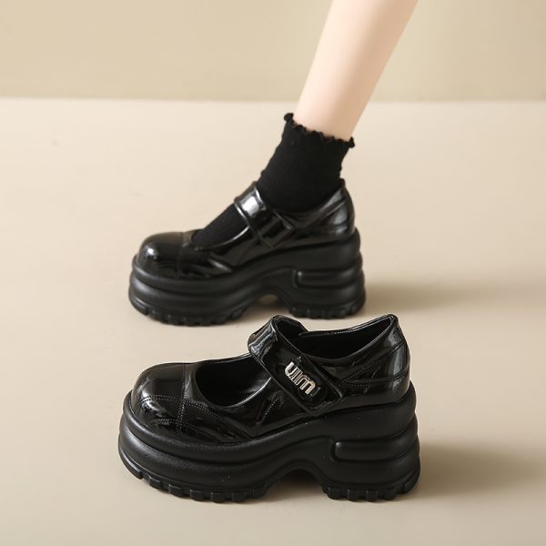 Thick-Soled Platform Mary Jane Shoes for Women - Height-Increasing Casual Velcro Sports Shoes for Spring and Autumn 2024
