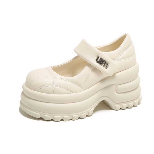 Thick-Soled Platform Mary Jane Shoes for Women - Height-Increasing Casual Velcro Sports Shoes for Spring and Autumn 2024