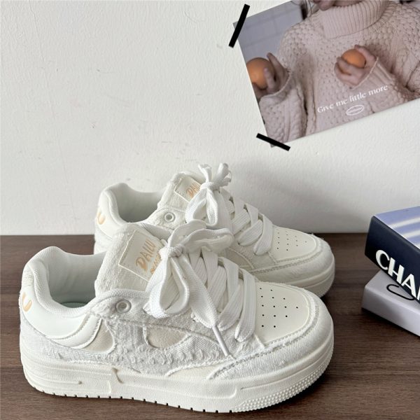 Thick-Soled White Bread Shoes for Men and Women - Niche Destructive Style, Versatile National Trend Sports and Skateboard Footwear