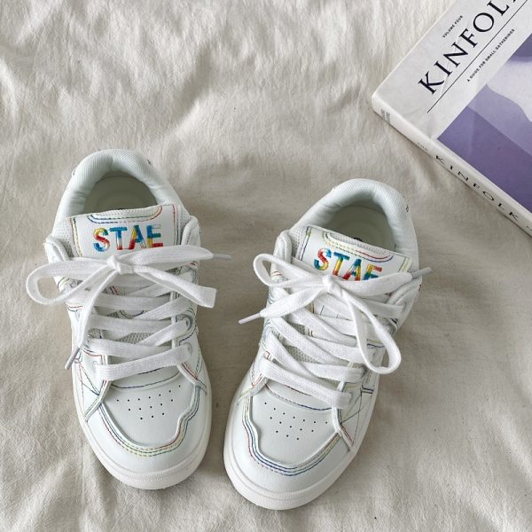 Thick-Soled White Bread Shoes for Women - 2025 Spring Autumn Retro Sports Sneakers, Versatile Y2K Style