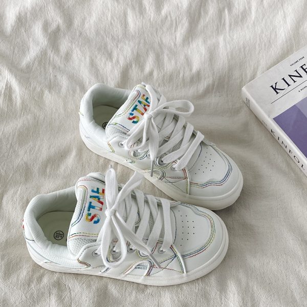 Thick-Soled White Bread Shoes for Women - 2025 Spring Autumn Retro Sports Sneakers, Versatile Y2K Style