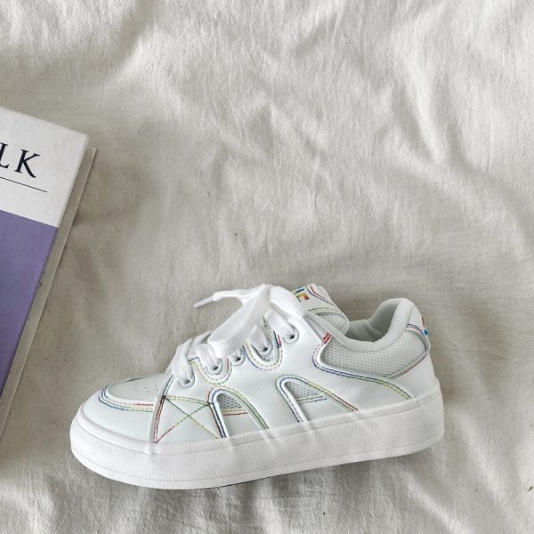 Thick-Soled White Bread Shoes for Women - 2025 Spring Autumn Retro Sports Sneakers, Versatile Y2K Style