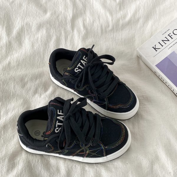 Thick-Soled White Bread Shoes for Women - 2025 Spring Autumn Retro Sports Sneakers, Versatile Y2K Style