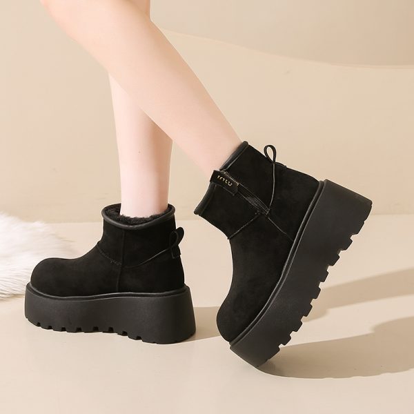 Thick-Soled Winter Snow Boots for Women, 2024 Height-Increasing Martin Boots with Plush Warm Northeastern Cotton
