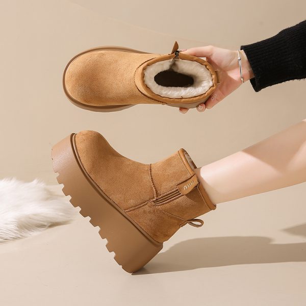 Thick-Soled Winter Snow Boots for Women, 2024 Height-Increasing Martin Boots with Plush Warm Northeastern Cotton