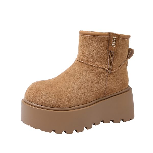 Thick-Soled Winter Snow Boots for Women, 2024 Height-Increasing Martin Boots with Plush Warm Northeastern Cotton