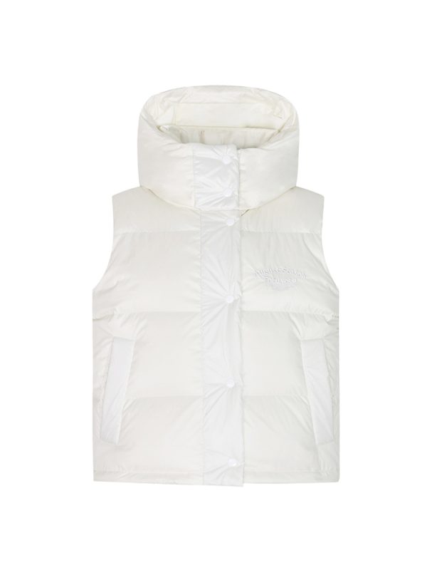 Thickened Warm Slim Fit Hooded Vest Jacket - Trendy Winter Outerwear with Slogan Design for Effortless Style