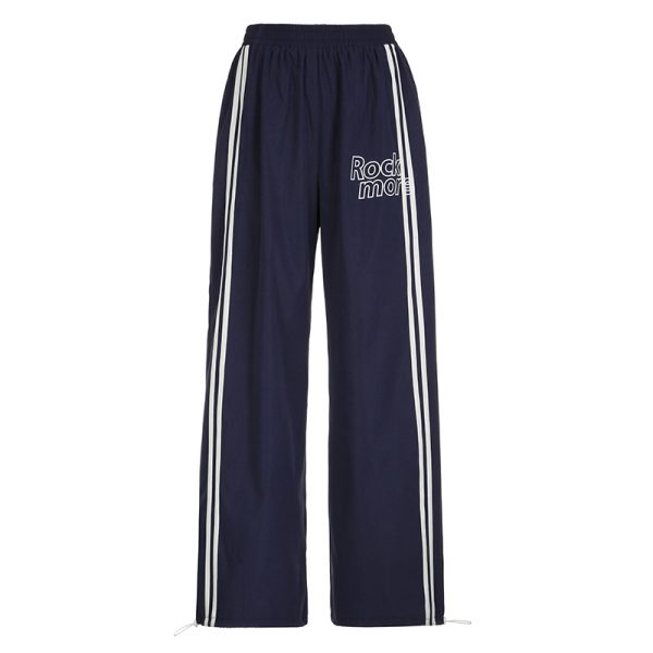 Thin Hip-Hop Embroidered Striped Color-Blocked Casual Pants for Women | Loose Versatile Stylish Dancewear Long Pants