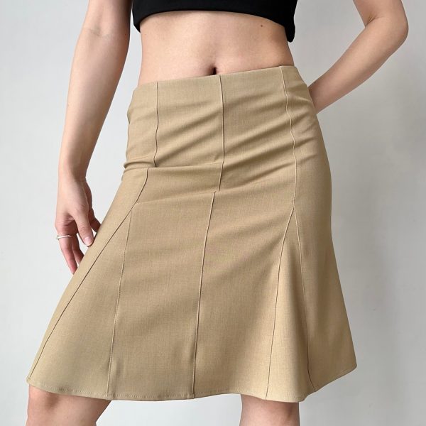 Three-Dimensional Cut Mermaid Skirt - Women's Mid-Waist A-Line Slimming Skirt in European American Style