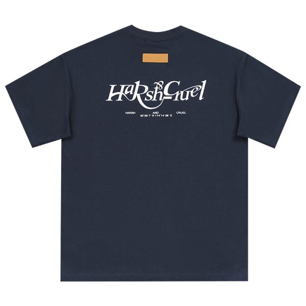 Three-Dimensional Plush Logo Text Cotton Knitted Short Sleeve T-Shirt - American Style Casual Fashion