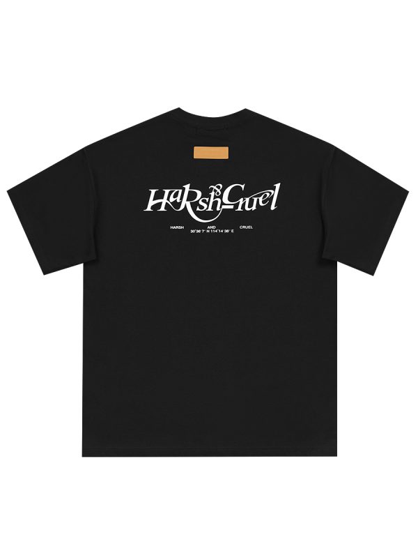 Three-Dimensional Plush Logo Text Cotton Knitted Short Sleeve T-Shirt - American Style Casual Fashion