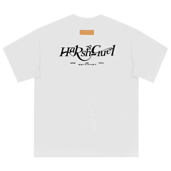 Three-Dimensional Plush Logo Text Cotton Knitted Short Sleeve T-Shirt - American Style Casual Fashion
