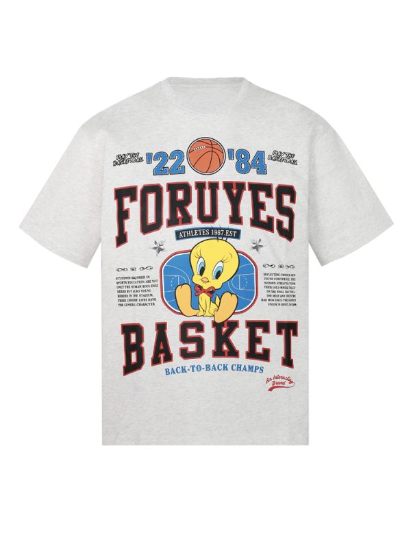 Trendy American Bird Basketball Letter Print Short Sleeve T-Shirt for Couples - Spring Summer Style, Casual Y2K Vibe