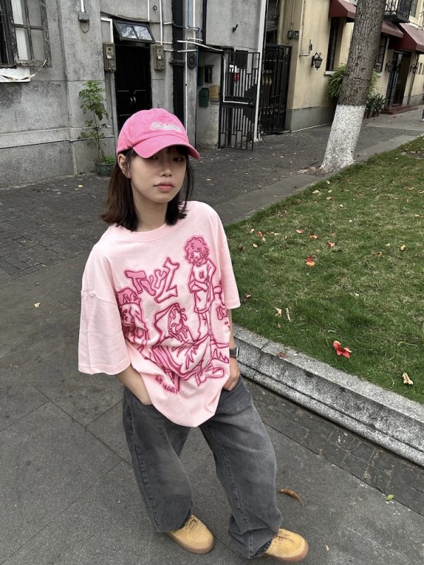 Trendy American High Street Graffiti Printed Short Sleeve T-Shirt for Men and Women, Casual Loose Hip-Hop Style Top