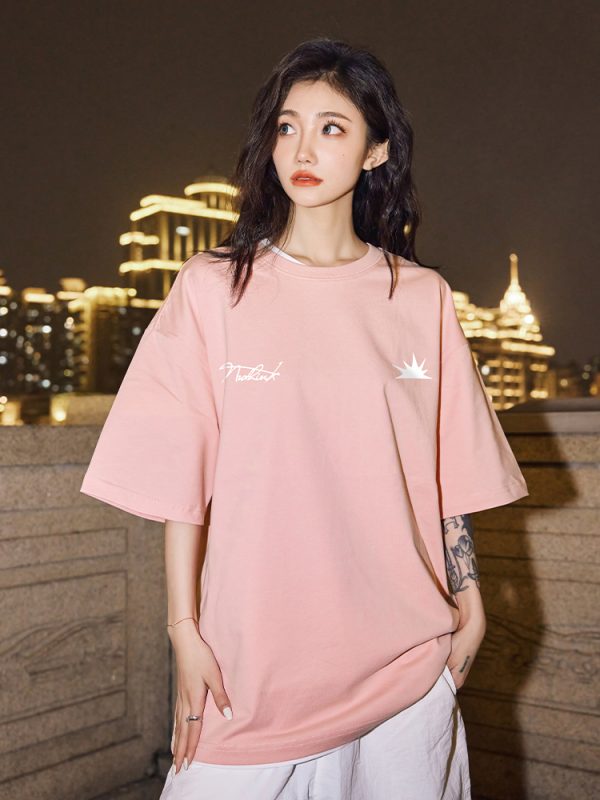 Trendy American Minimalist Short-Sleeve T-Shirt for Men, Loose Fit Plus Size Couple's Top for Spring Fashion