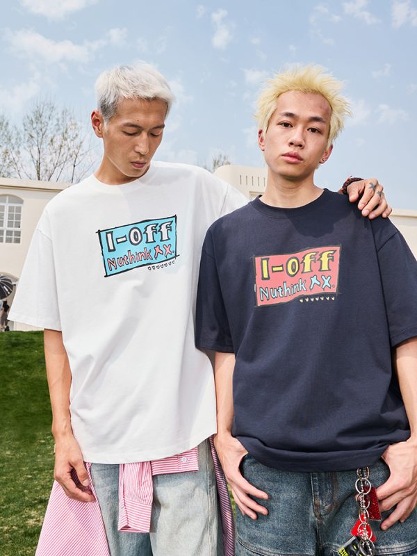 Trendy American Retro Heavyweight Short Sleeve T-Shirt with Dopamine Letter Print Unisex 2025 Model