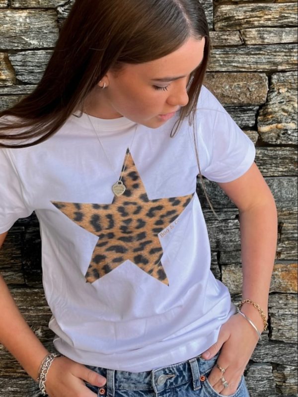 Trendy American Retro Leopard Print Star Letter Oversized Short Sleeve T-Shirt for Women - Y2K Hot Girl Style Top