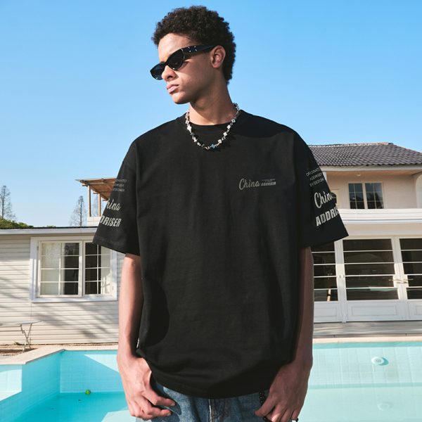 Trendy American Retro Letter Print Short-Sleeve T-Shirt for Couples â€“ Unisex Loose Fit Summer Style 2025