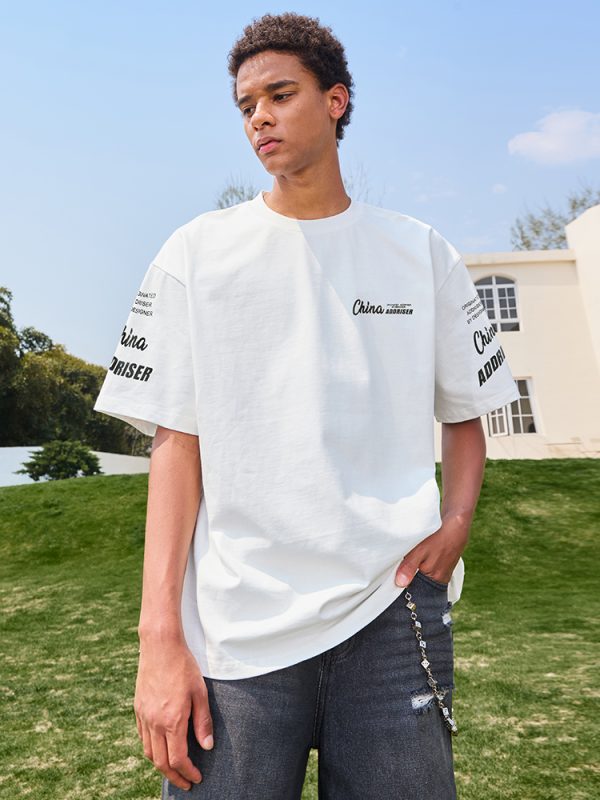 Trendy American Retro Letter Print Short-Sleeve T-Shirt for Couples â€“ Unisex Loose Fit Summer Style 2025