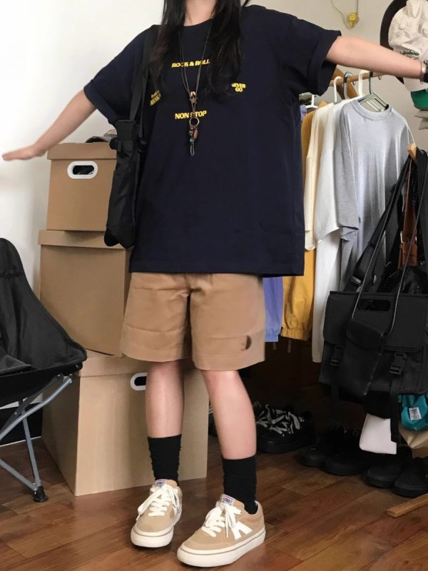 Trendy American Retro Letter Short-Sleeve T-Shirt for Men and Women, Pure Cotton, Plus Size, Loose Fit, Chic Hong Kong Style