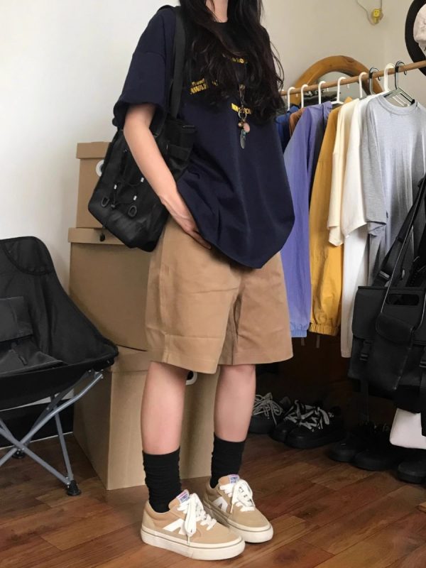 Trendy American Retro Letter Short-Sleeve T-Shirt for Men and Women, Pure Cotton, Plus Size, Loose Fit, Chic Hong Kong Style