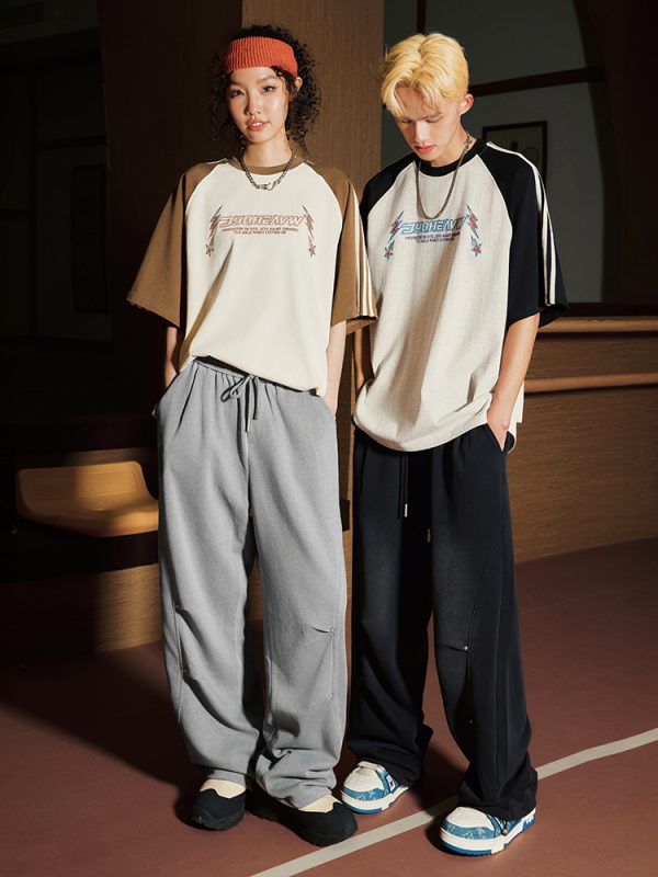 Trendy American Short Sleeve T-Shirt with Three Stripes - Unisex Sports Leisure Tee for Summer 2025 Fashion