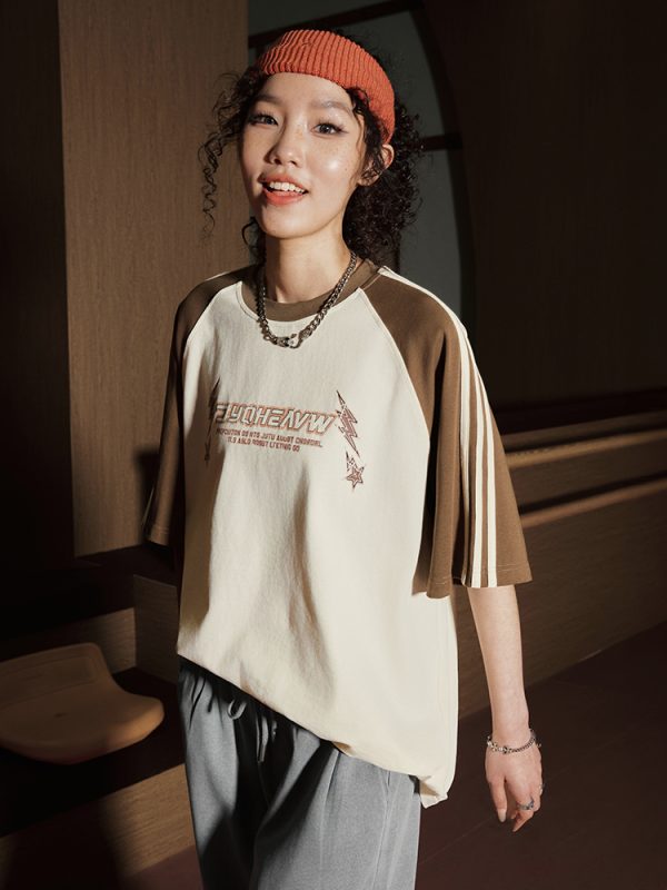 Trendy American Short Sleeve T-Shirt with Three Stripes - Unisex Sports Leisure Tee for Summer 2025 Fashion