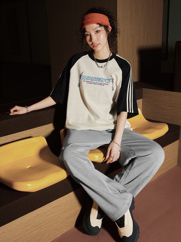 Trendy American Short Sleeve T-Shirt with Three Stripes - Unisex Sports Leisure Tee for Summer 2025 Fashion