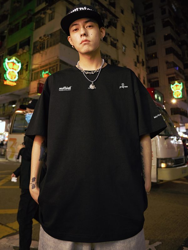 Trendy American Style Letter Short-Sleeve T-Shirt for Men, Loose Fit Plus Size, Cool 2025 Couple Style, Casual Streetwear Fashion