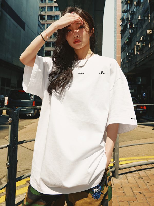 Trendy American Style Letter Short-Sleeve T-Shirt for Men, Loose Fit Plus Size, Cool 2025 Couple Style, Casual Streetwear Fashion