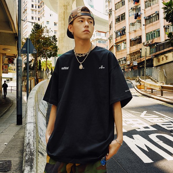 Trendy American Style Letter Short-Sleeve T-Shirt for Men, Loose Fit Plus Size, Cool 2025 Couple Style, Casual Streetwear Fashion