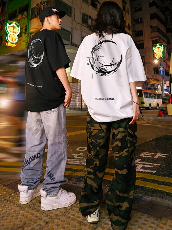 Trendy American-Style Printed Short Sleeve T-Shirt for Men and Women - Loose Fit Heavyweight Tee - Casual 90s Y2K Style