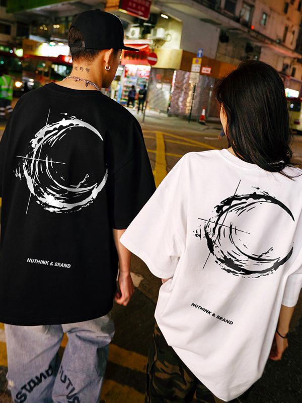 Trendy American-Style Printed Short Sleeve T-Shirt for Men and Women - Loose Fit Heavyweight Tee - Casual 90s Y2K Style