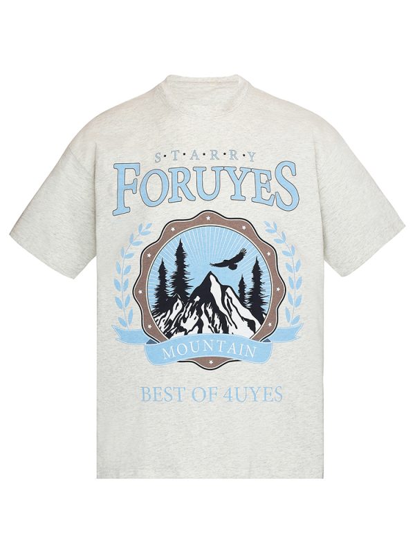 Trendy American Vintage Mountain Wheat Spike Loose T-Shirt for Men and Women - Spring Summer Short Sleeve Round Neck Fashion Top
