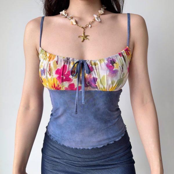 Trendy Backless Spliced Camisole Top - Women's DIY Printed Outerwear in European and American Style
