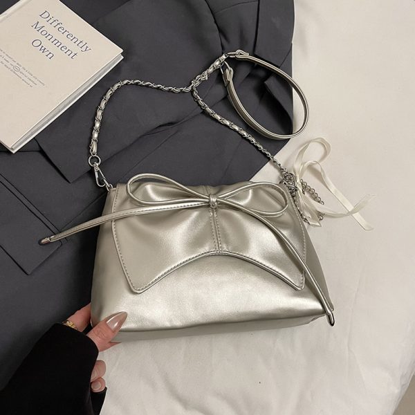 Trendy Ballet-Style Women's Shoulder Bag 2025 - Versatile Crossbody with Silver Chain - Fashionable High-End Feel