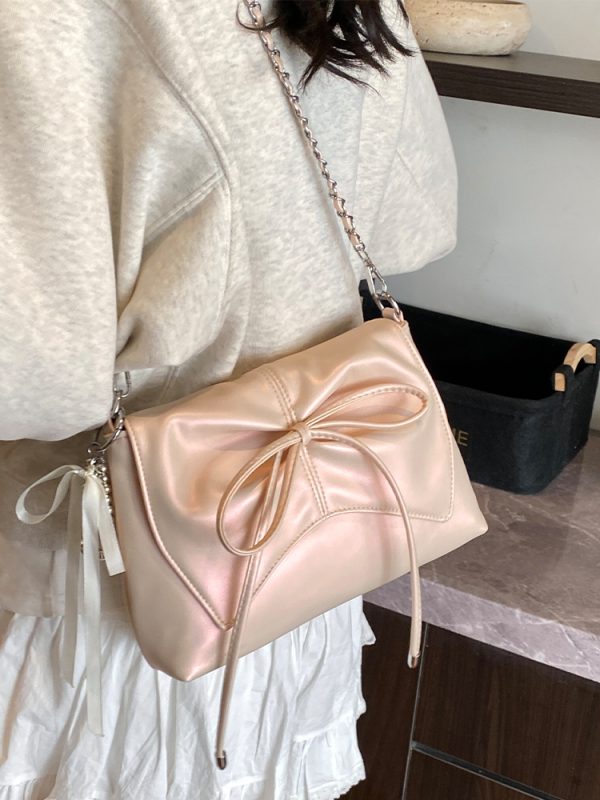 Trendy Ballet-Style Women's Shoulder Bag 2025 - Versatile Crossbody with Silver Chain - Fashionable High-End Feel