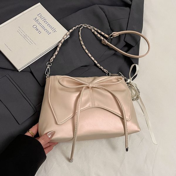 Trendy Ballet-Style Women's Shoulder Bag 2025 - Versatile Crossbody with Silver Chain - Fashionable High-End Feel