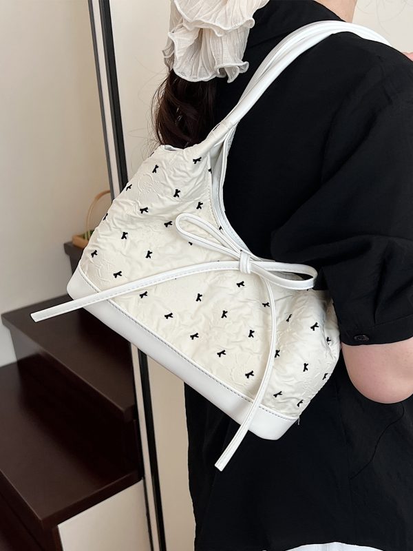 Trendy Bowknot Tote Bucket Bag for Women - High-End Versatile Shoulder Bag Style 2025