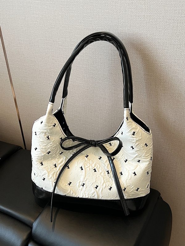Trendy Bowknot Tote Bucket Bag for Women - High-End Versatile Shoulder Bag Style 2025
